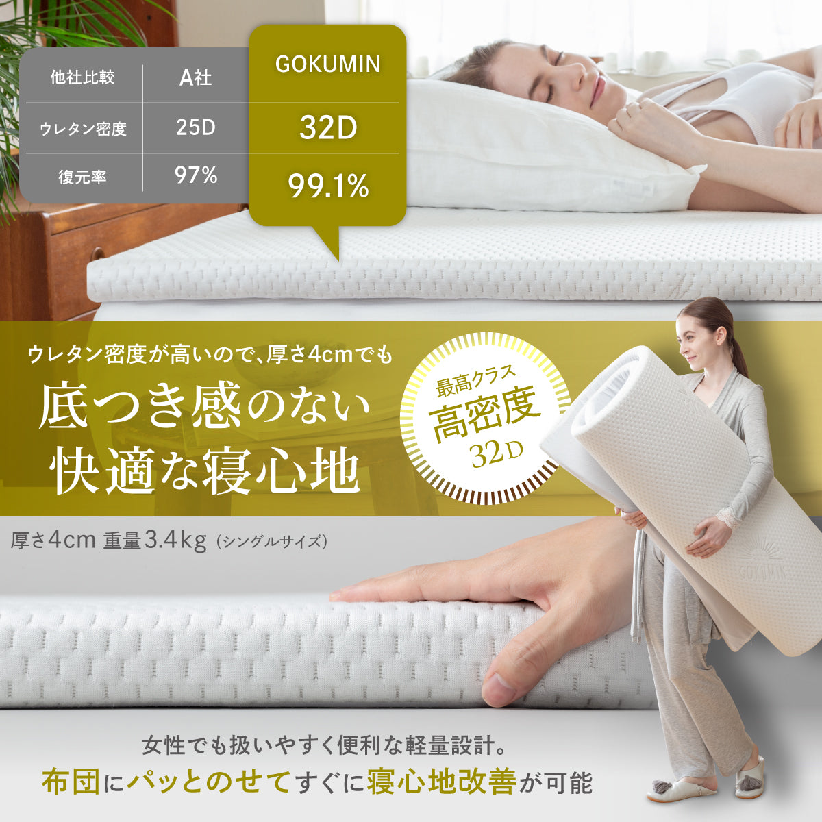 底つき感のない快適な寝心地