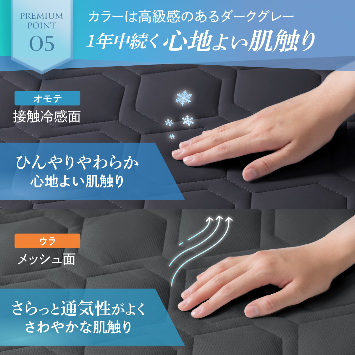 【冷感×除湿のW効果で寝苦しい夜も快適に】除湿リバーシブル敷きパッド・枕パッド