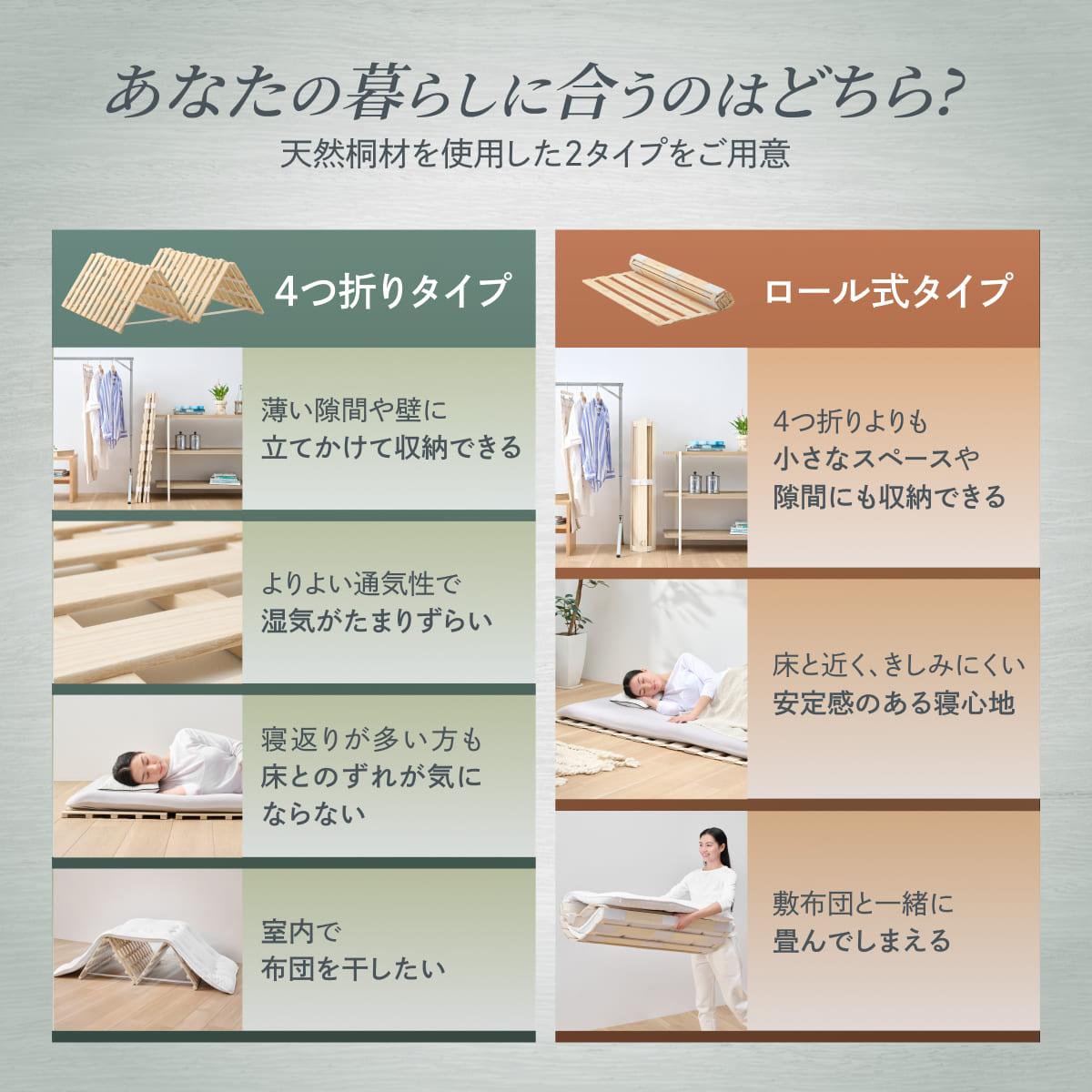【1枚敷くだけで湿気対策】桐すのこマット
