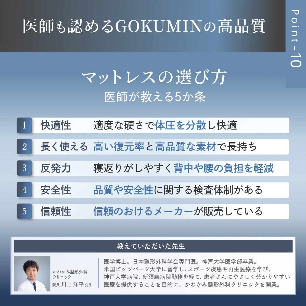 【あなたの体に寄り添い、心地よい眠りをサポート】GOKUMIN SIMPLE ストレートマットレス