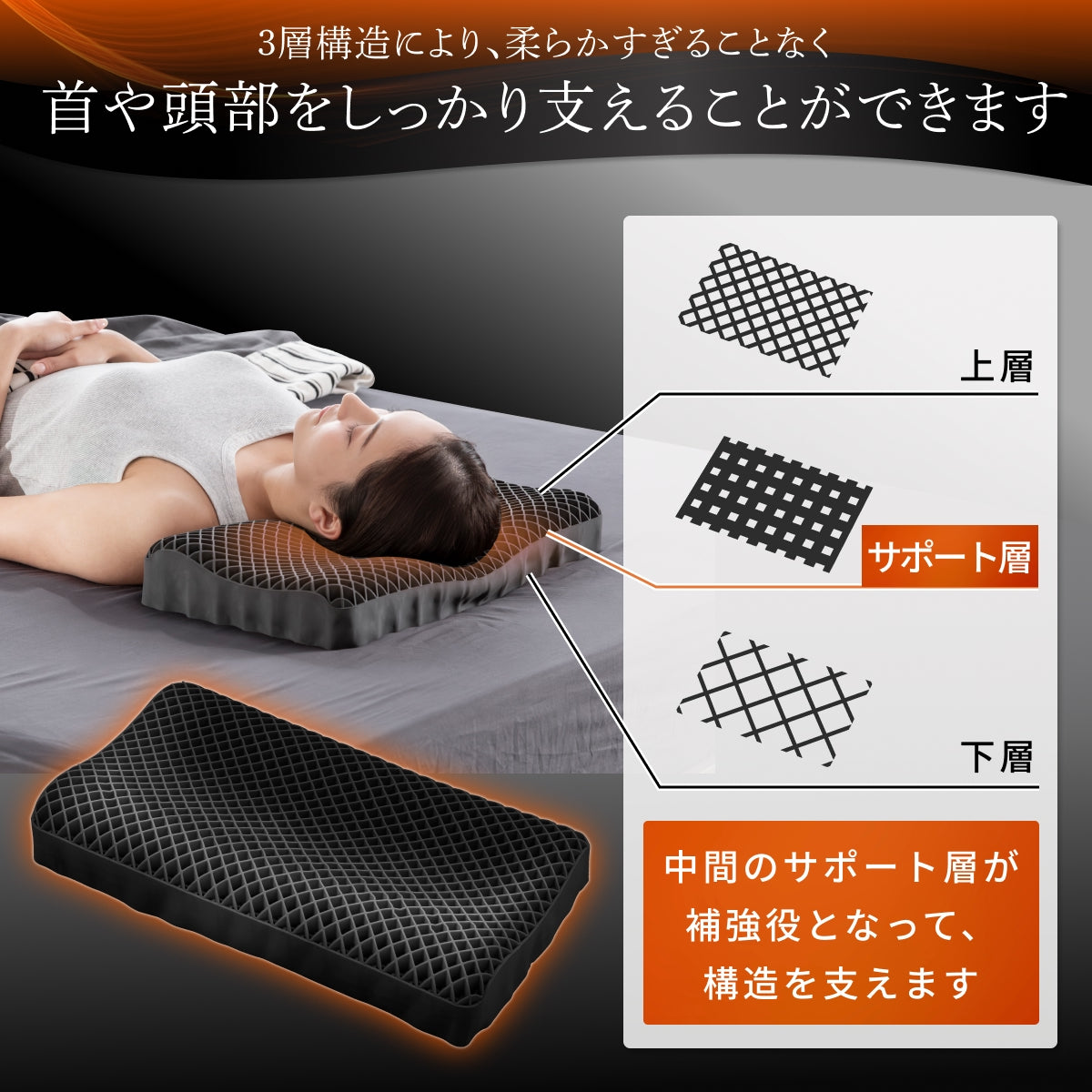 【活性炭配合でパワーアップ!オーダーメード級の高さ調整可能】 Takumi 無重力ジェルピロー NEO