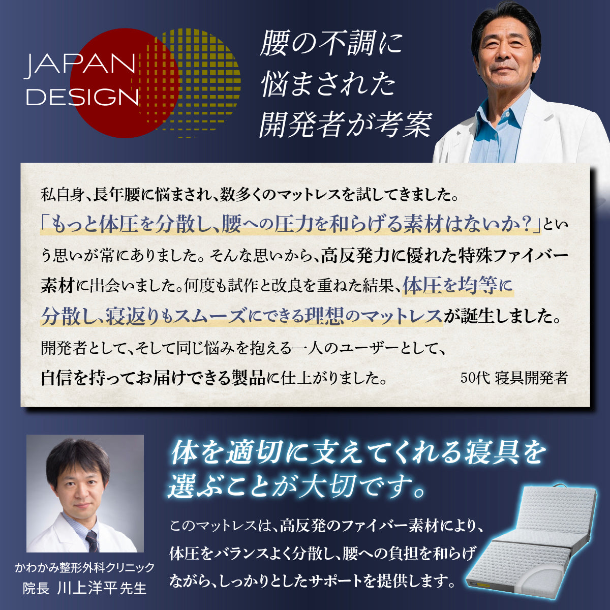 【慢性的な腰のダルさが、寝るだけでスッキリ。】リライブファイバーマットレス