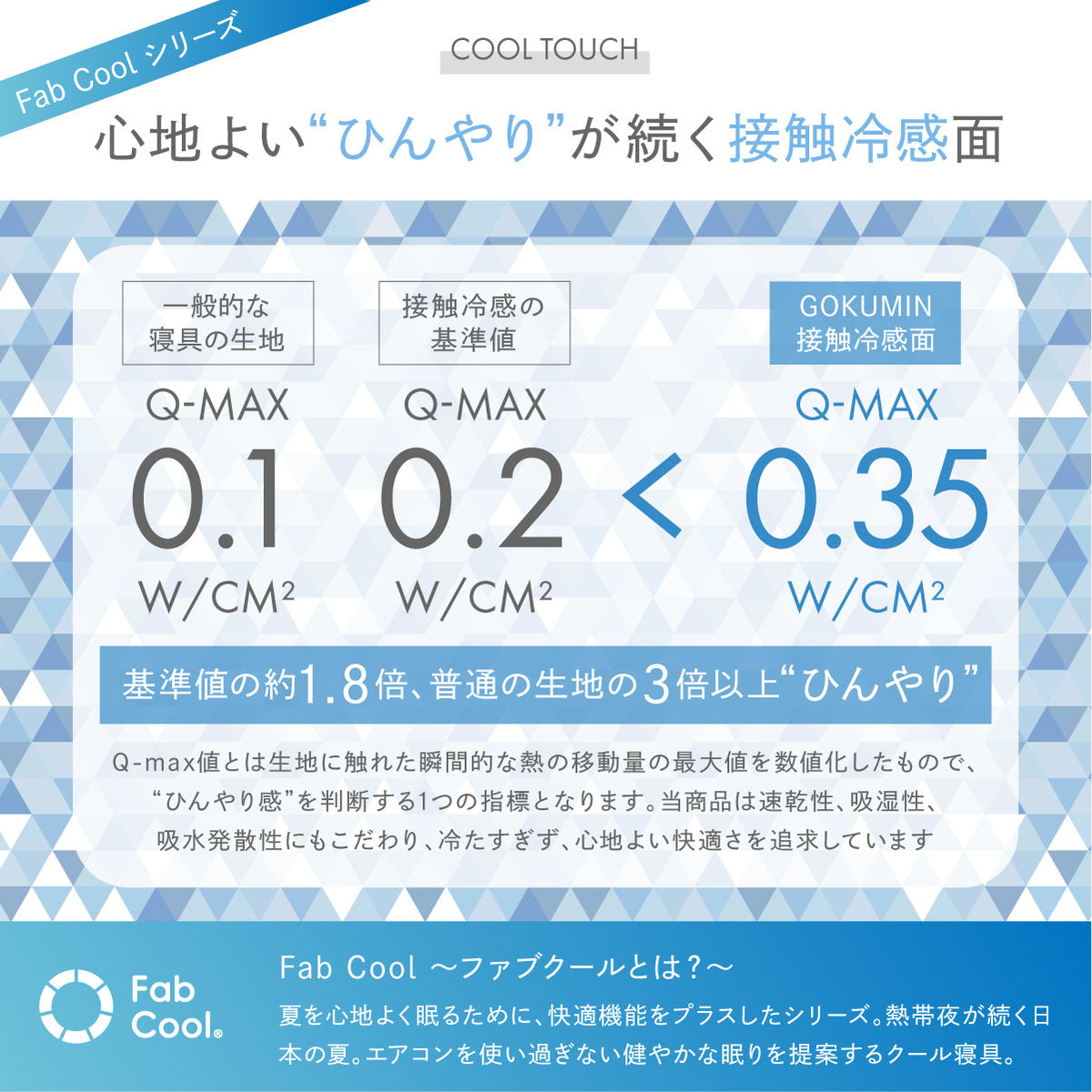 心地よいひんやりが続く接触冷感面