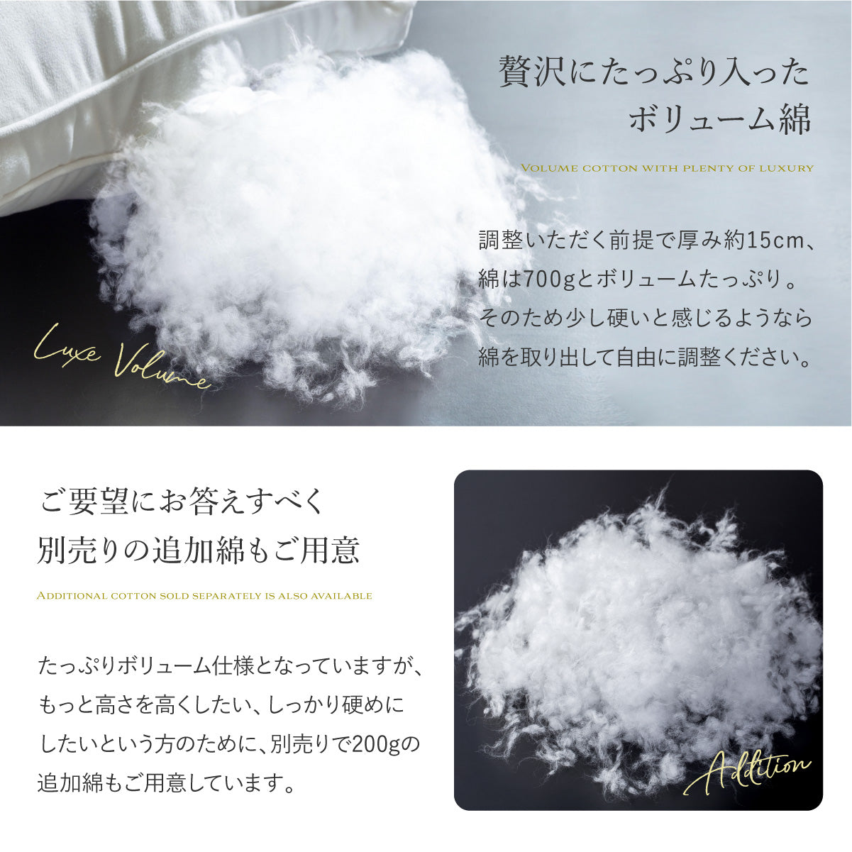 贅沢にたっぷり入ったボリューム綿