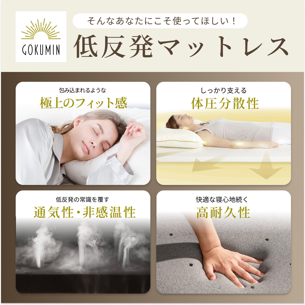【包み込まれる寝心地 厚さ5cm】プレミアム低反発マットレス