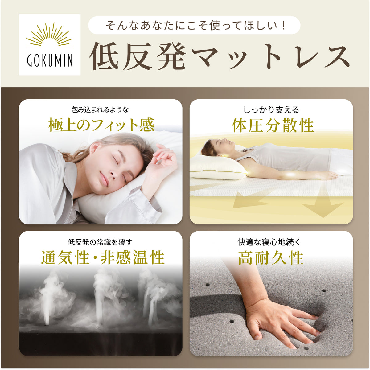 【包み込まれる寝心地 厚さ5cm】プレミアム低反発マットレス