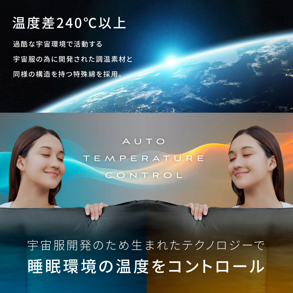 温度差240℃以上 睡眠環境の温度をコントロール