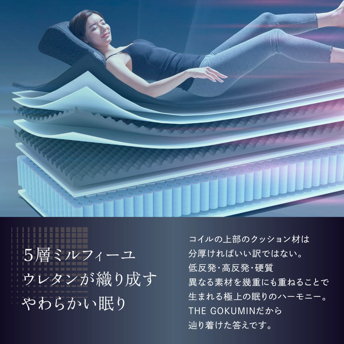 5層ミルフィーユウレタンが織り成すやわらかい眠り