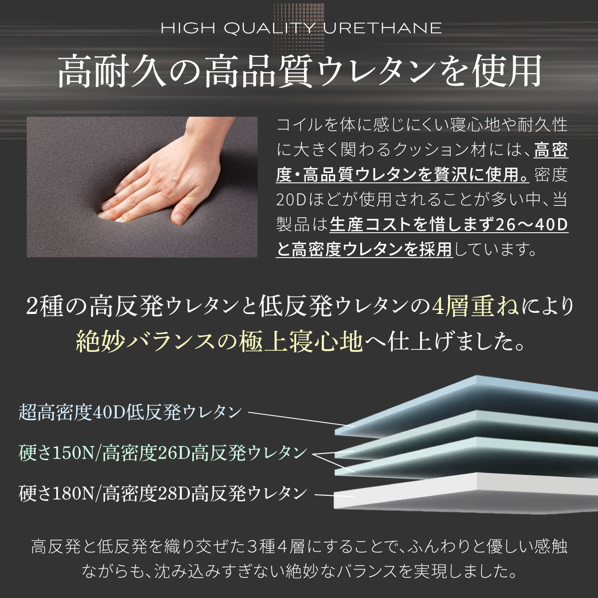 高耐久の高品質ウレタンを使用