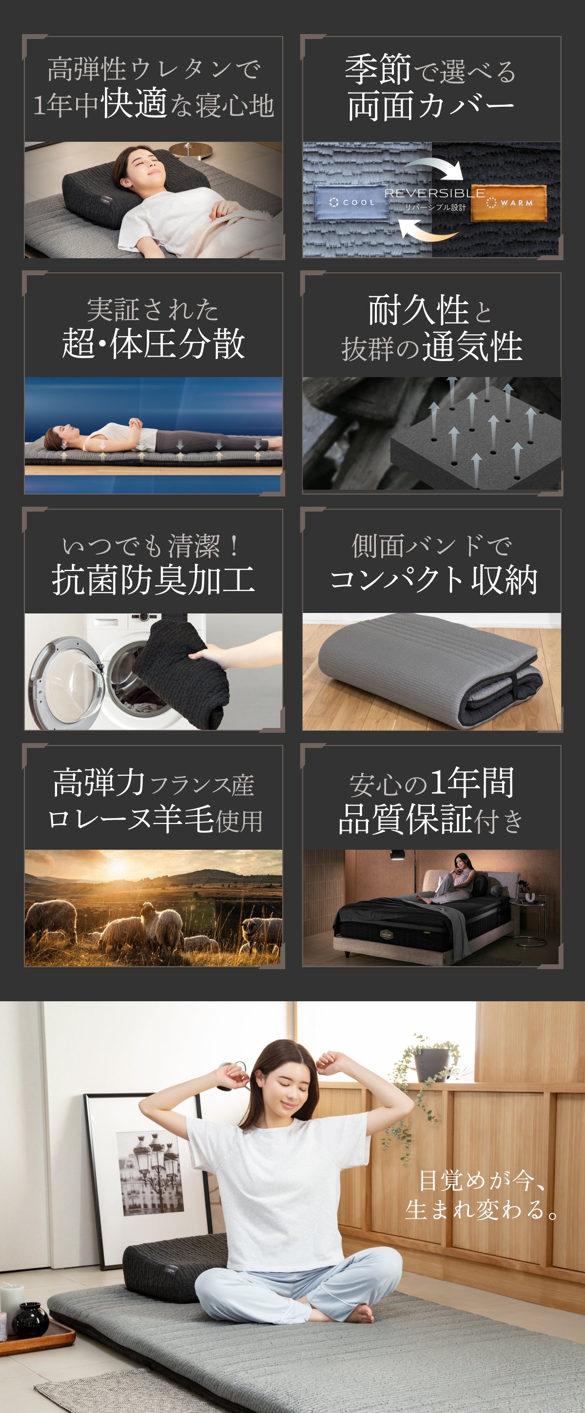 【365日年中快適・機能性敷布団】涼温リバーシブル敷布団