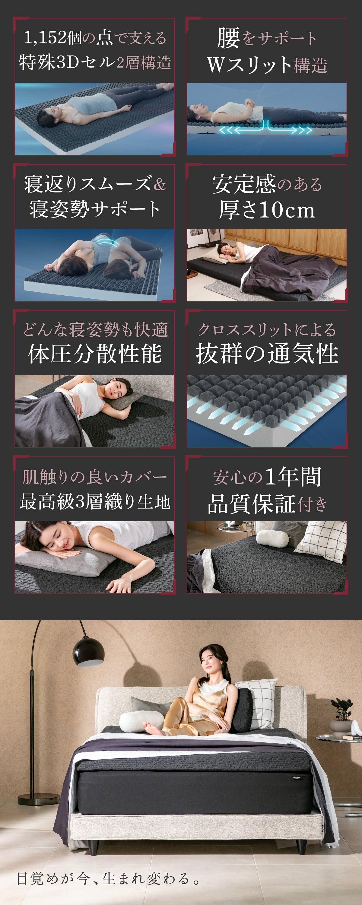 【スリープストレスをゼロにする 特殊加工で高い通気性 】AirZERO3Dセルマットレス