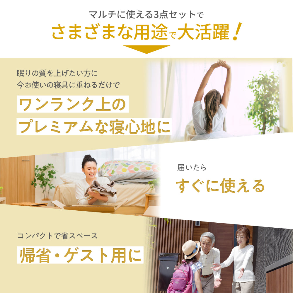 【低反発マットレス・低反発枕・敷パッド すぐに使える】プレミアム低反発3点セット