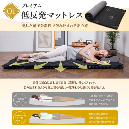 【低反発マットレス・低反発枕・敷パッド すぐに使える】プレミアム低反発3点セット