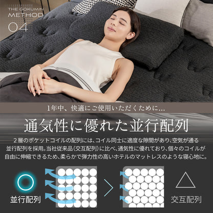 【極厚25cm高密度2層ポケットコイルが実現した贅沢な寝心地】デュアルコイルマットレス