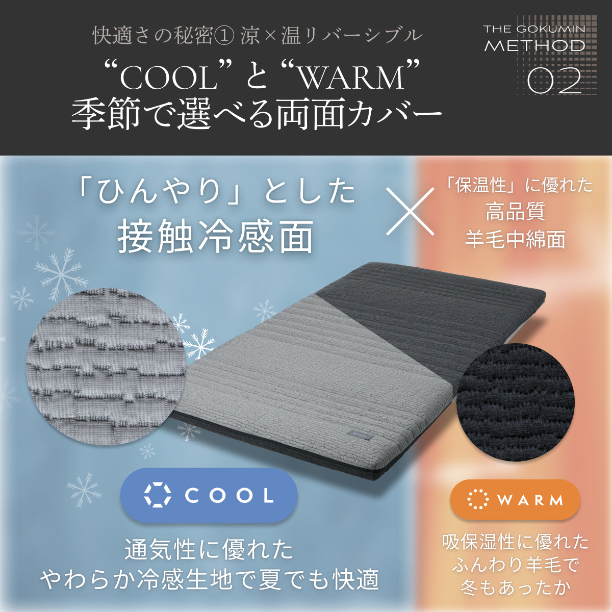 【365日年中快適・機能性敷布団】涼温リバーシブル敷布団