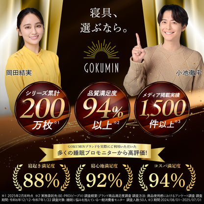 【外でも自宅級の寝心地を実現、1枚で通年快適】GOKUMINプレミアムダウンシュラフ