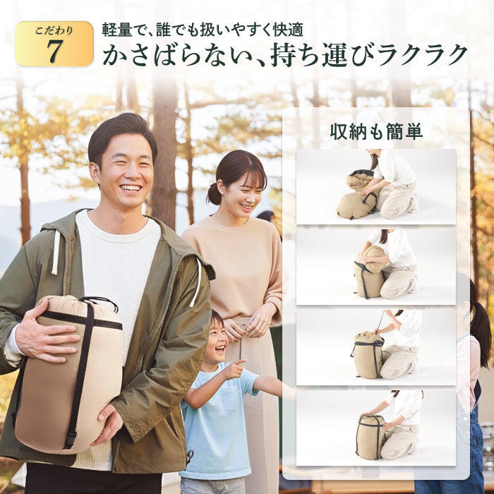【外でも自宅級の寝心地を実現、1枚で通年快適】GOKUMINプレミアムダウンシュラフ