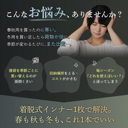 【外でも自宅級の寝心地を実現、1枚で通年快適】GOKUMINプレミアムダウンシュラフ