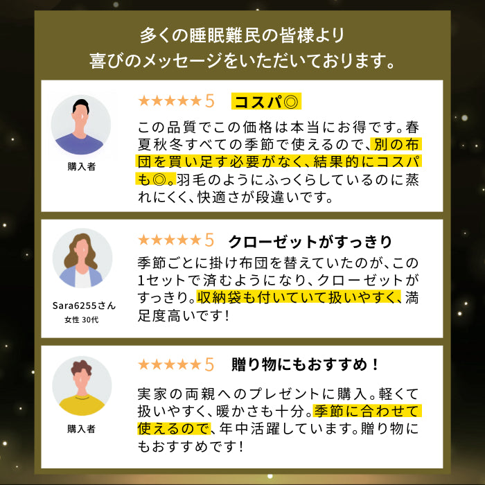 【いつでも快適な寝心地に調整できる】2枚合わせオールシーズンリバーシブル掛け布団