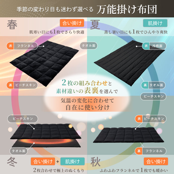 【いつでも快適な寝心地に調整できる】2枚合わせオールシーズンリバーシブル掛け布団