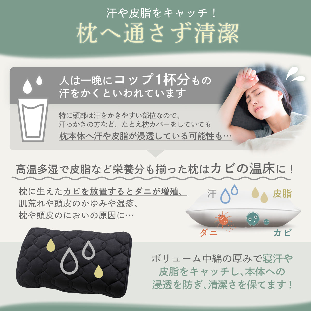 【ゴムバンドで着脱簡単！】オールシーズンリバーシブル枕パッド2枚セット