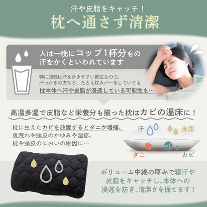 【ゴムバンドで着脱簡単！】オールシーズンリバーシブル枕パッド2枚セット