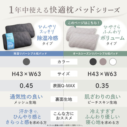 【ゴムバンドで着脱簡単！】オールシーズンリバーシブル枕パッド2枚セット