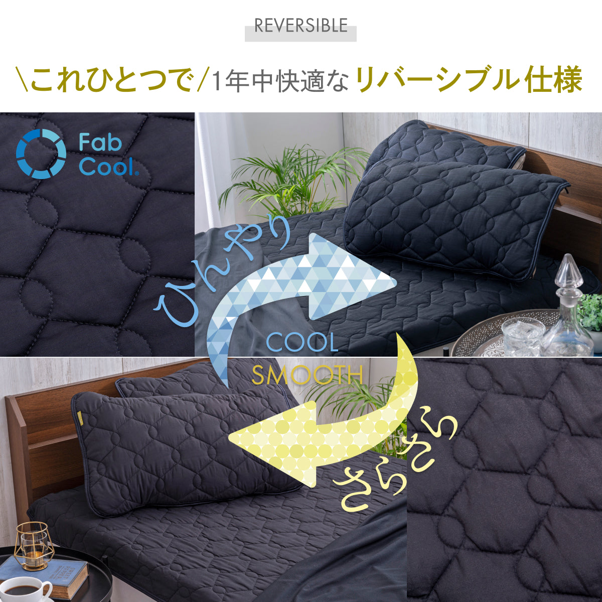 【ゴムバンドで着脱簡単！】オールシーズンリバーシブル枕パッド2枚セット