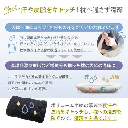 【ゴムバンドで着脱簡単！】オールシーズンリバーシブル枕パッド2枚セット