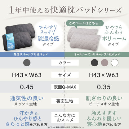 【ゴムバンドで着脱簡単！】オールシーズンリバーシブル枕パッド2枚セット