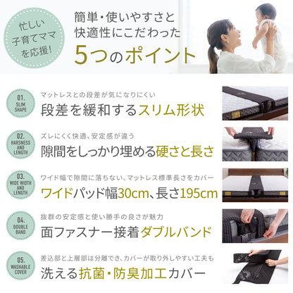 【マットレスをつなげて隙間をなくす】プレミアムスリム隙間パッド
