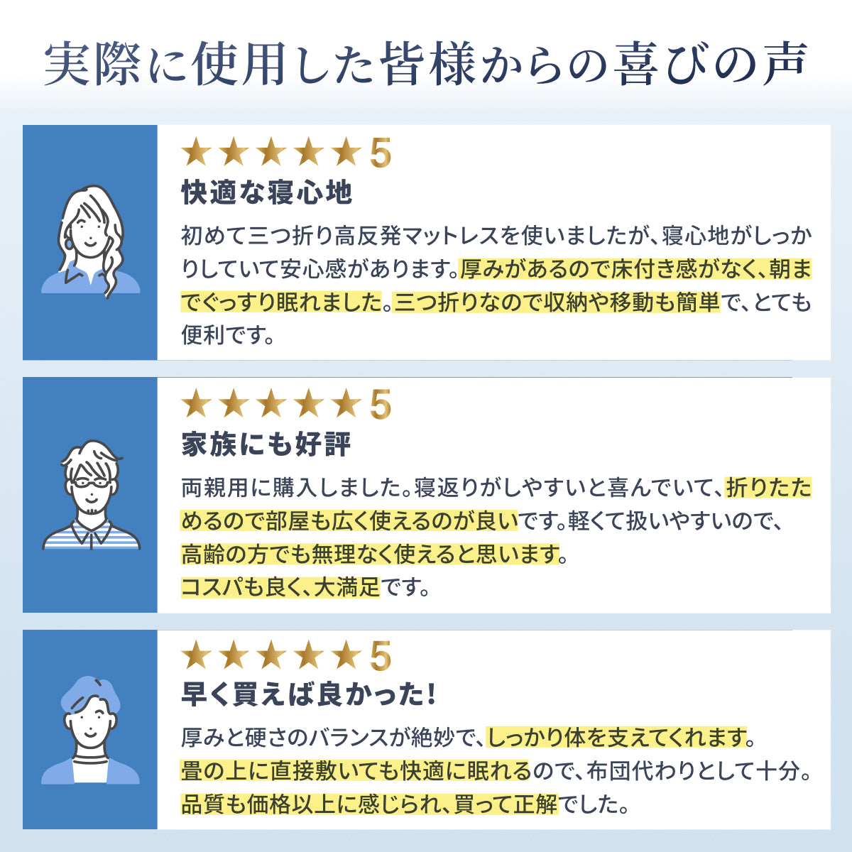 【あなたの体に寄り添い、心地よい眠りをサポート】GOKUMIN SIMPLE 三つ折りマットレス