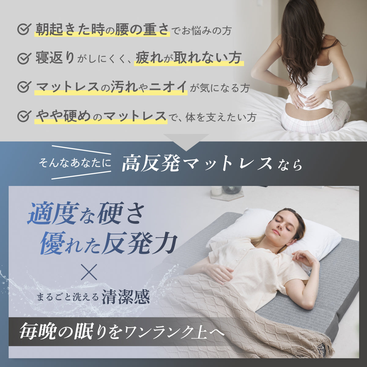 【あなたの体に寄り添い、心地よい眠りをサポート】GOKUMIN SIMPLE 三つ折りマットレス