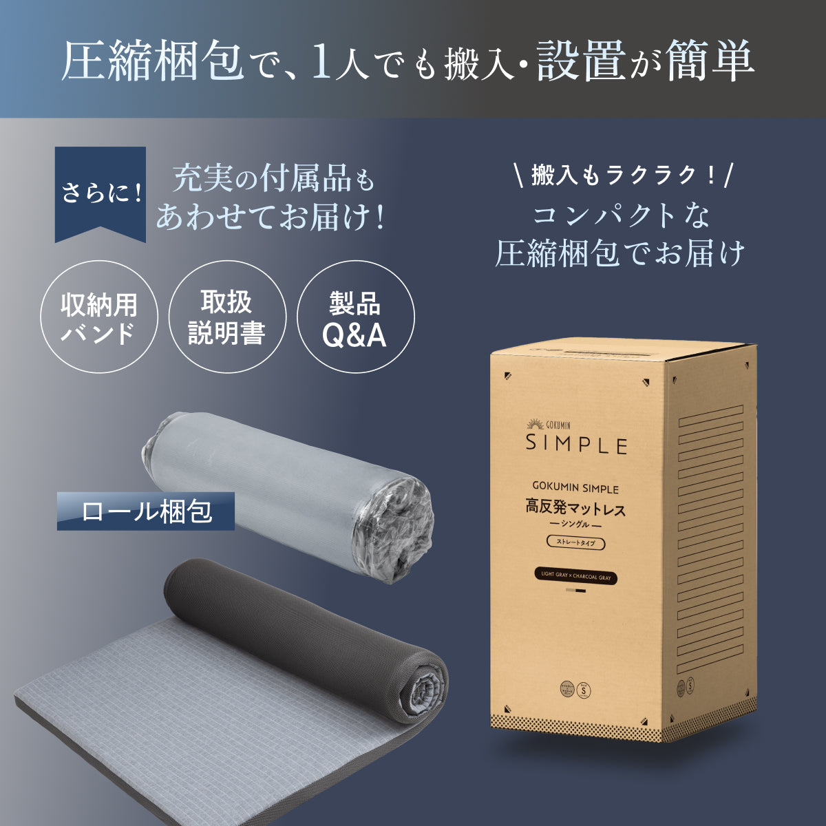 【あなたの体に寄り添い、心地よい眠りをサポート】GOKUMIN SIMPLE ストレートマットレス
