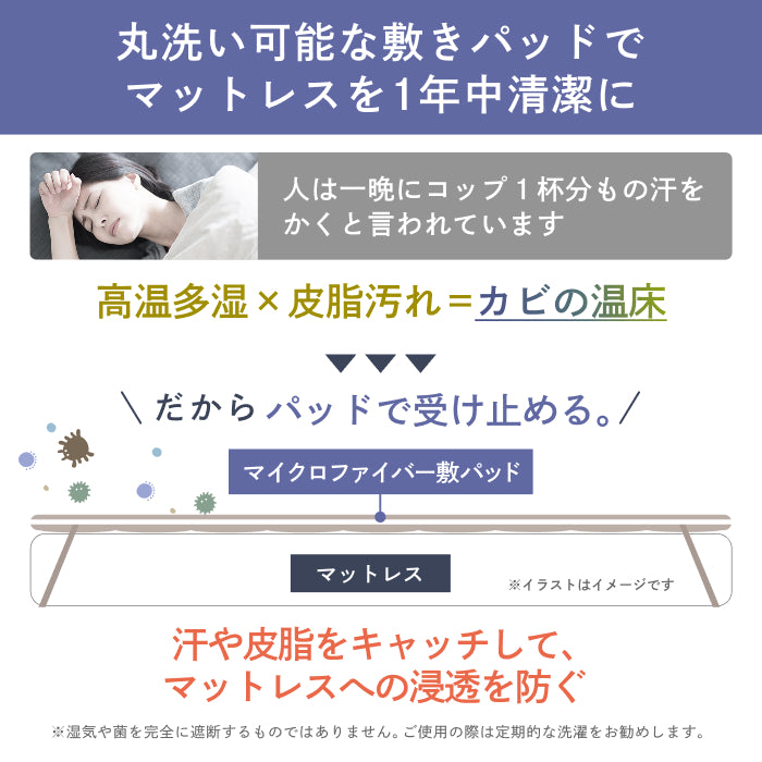 【リバーシブル仕様】Lite マイクロファイバー敷きパッド