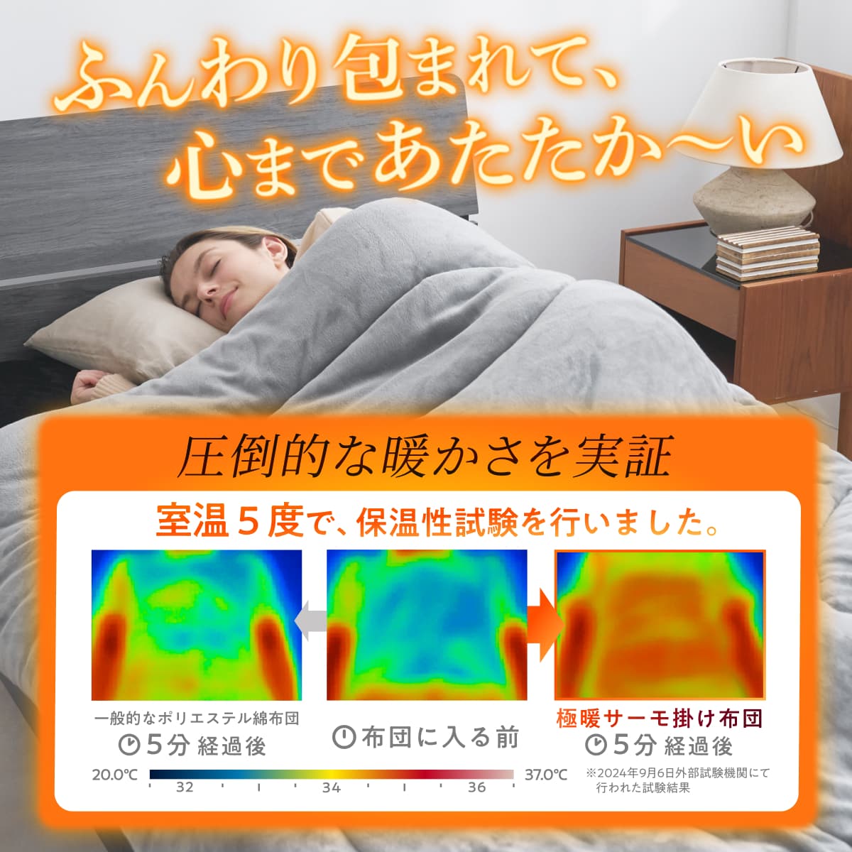【シルクのような滑らか、快適な暖かさに包み込む】極暖サーモ掛け布団
