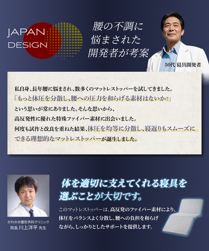 【腰を休ませる高反発5cm】リライブファイバーマットレストッパー