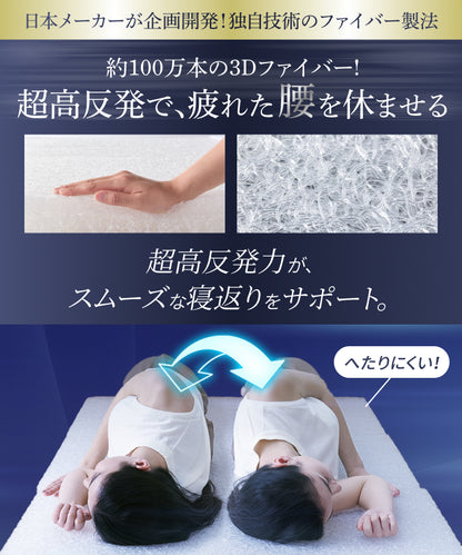 【腰を休ませる高反発5cm】リライブファイバーマットレストッパー