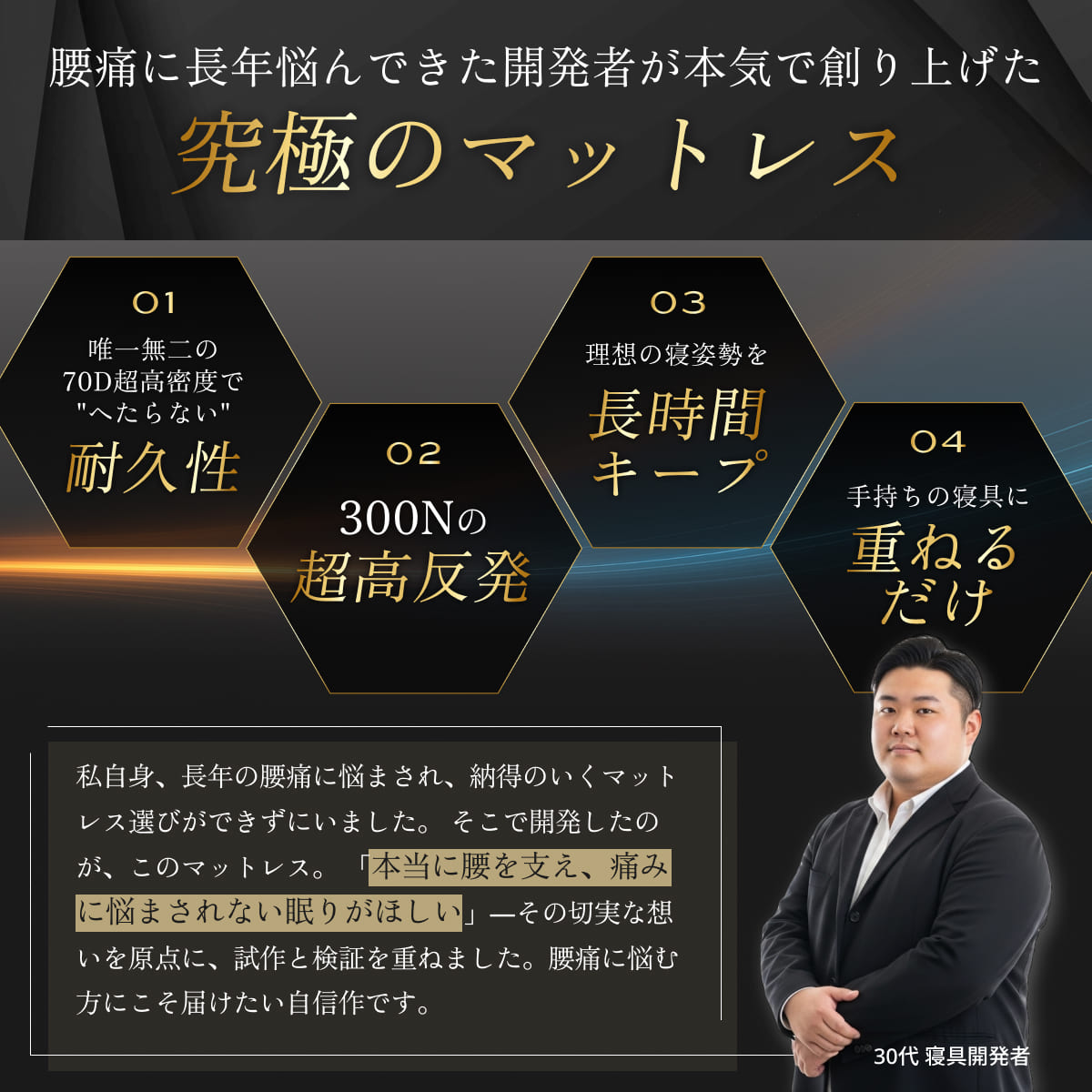 【腰を支える超高反発×高密度】GOKUMIN MAMMOSLEEPマットレス　三つ折り