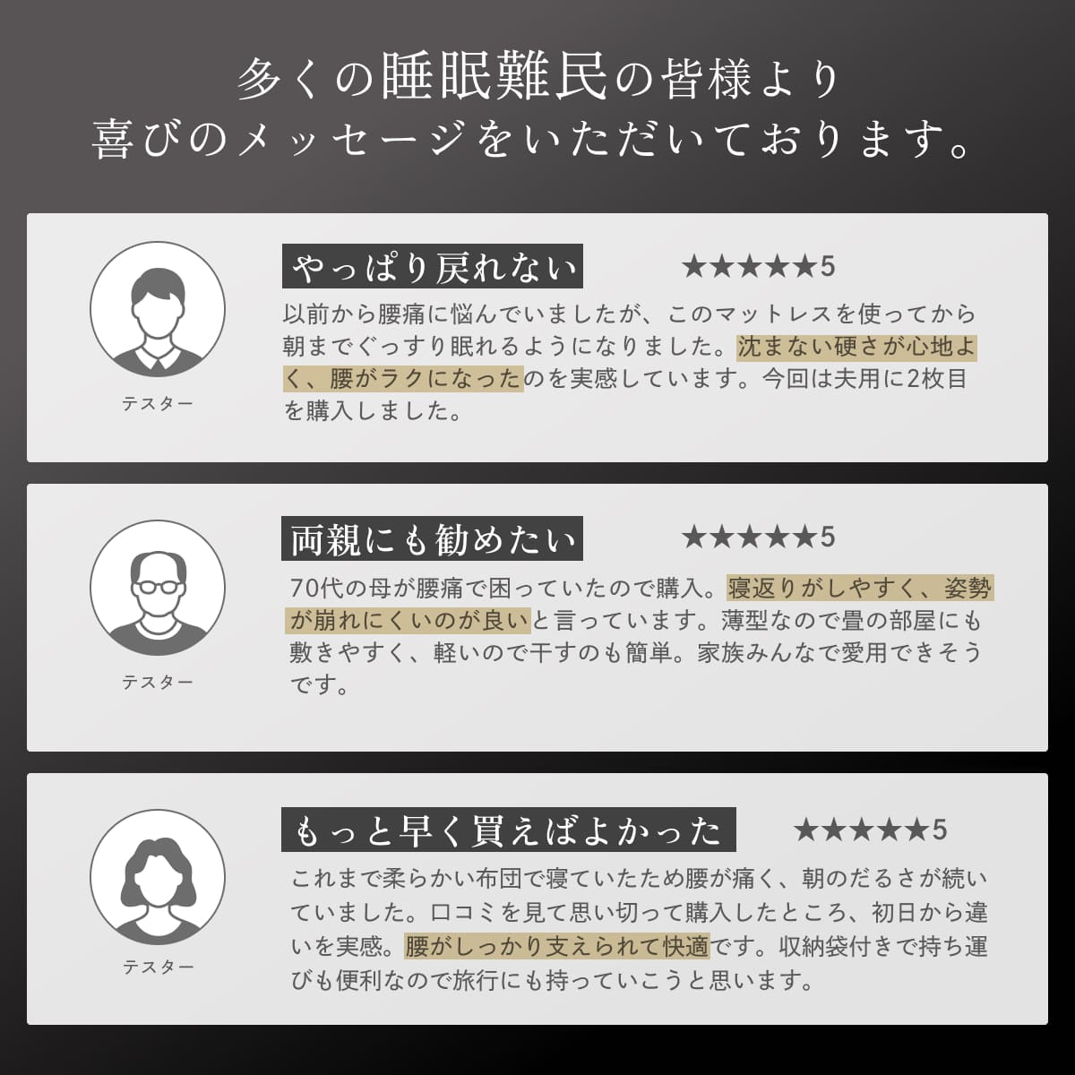 【腰を支える超高反発×高密度】GOKUMIN MAMMOSLEEPマットレス　三つ折り