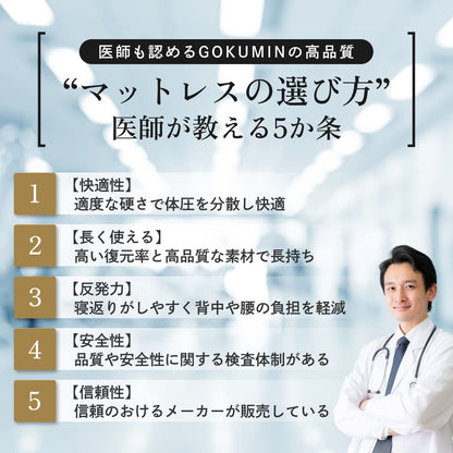 【腰を支える超高反発×超高密度】GOKUMIN MAMMOSLEEPマットレス　ストレート