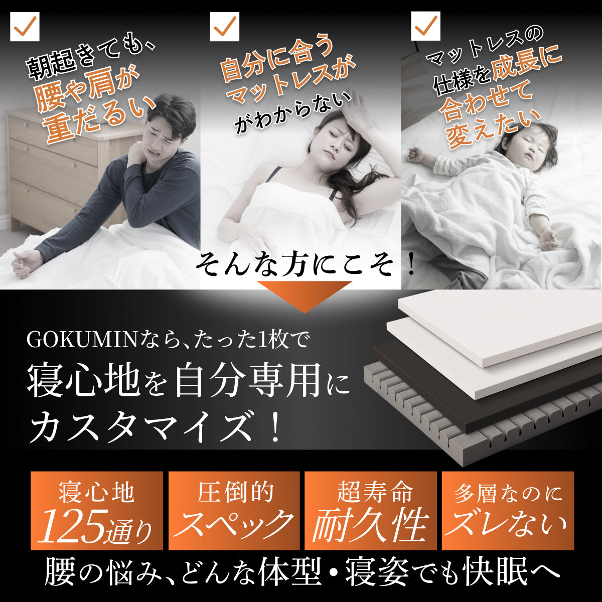 【腰サポート力アップ＋寝返りしてもズレない】アルティメイトマットレスplus＋