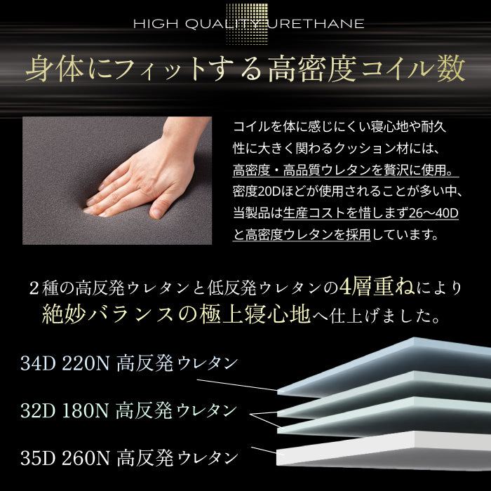 一流ホテル仕様・究極の硬め寝心地】デュアルコイルマットレス