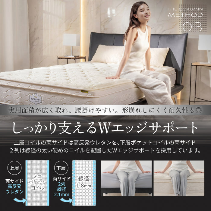 【極厚25cm高密度2層ポケットコイルが実現した贅沢な寝心地】デュアルコイルマットレス