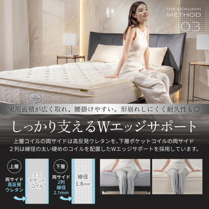 【極厚25cm高密度2層ポケットコイルが実現した贅沢な寝心地】デュアルコイルマットレス