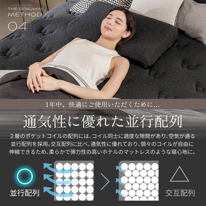【極厚25cm高密度2層ポケットコイルが実現した贅沢な寝心地】デュアルコイルマットレス