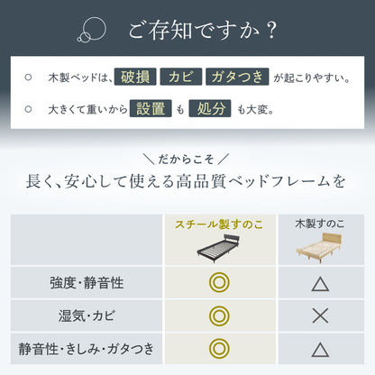 【抜群の強度と静音性で長く眠れるベッド】スチールサイレントベッド シングル