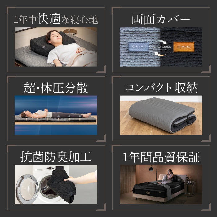 【365日年中快適・機能性敷布団】涼温リバーシブル敷布団