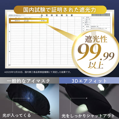 【完全無光で、身体が睡眠モードに切り替わる】CICAアイマスク-3Dエアフィット-