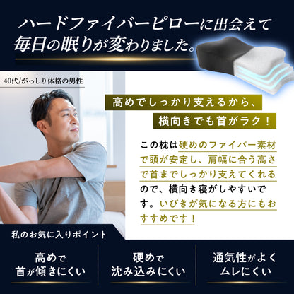 【横向き寝を考えた硬め・高め洗えるファイバーピロー】ハードファイバーピロー